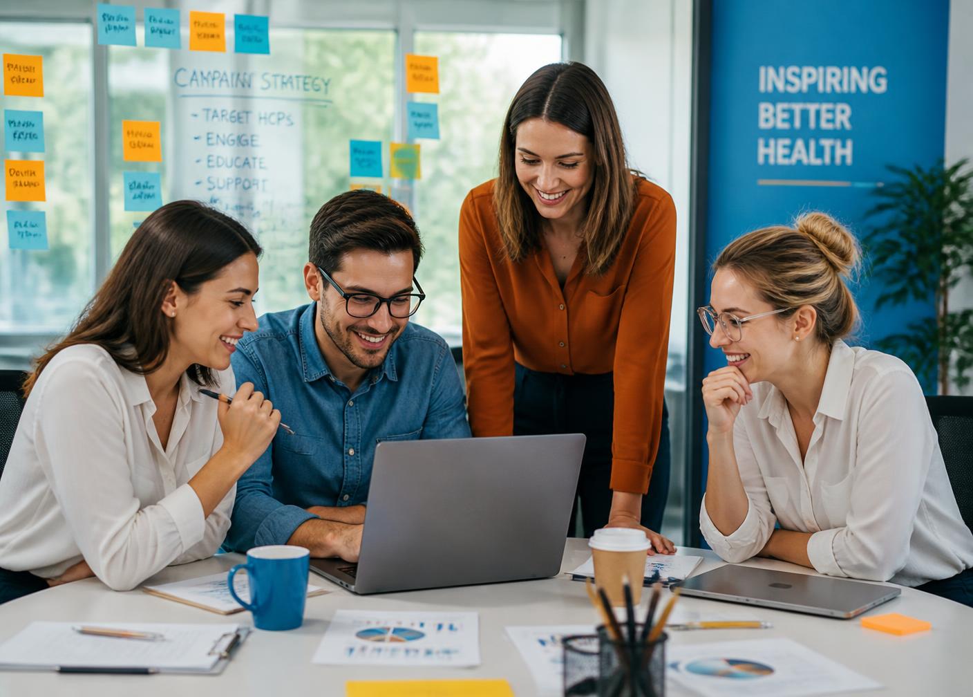 Equipo de FOCUS MED planificando la estrategia digital de una clínica
