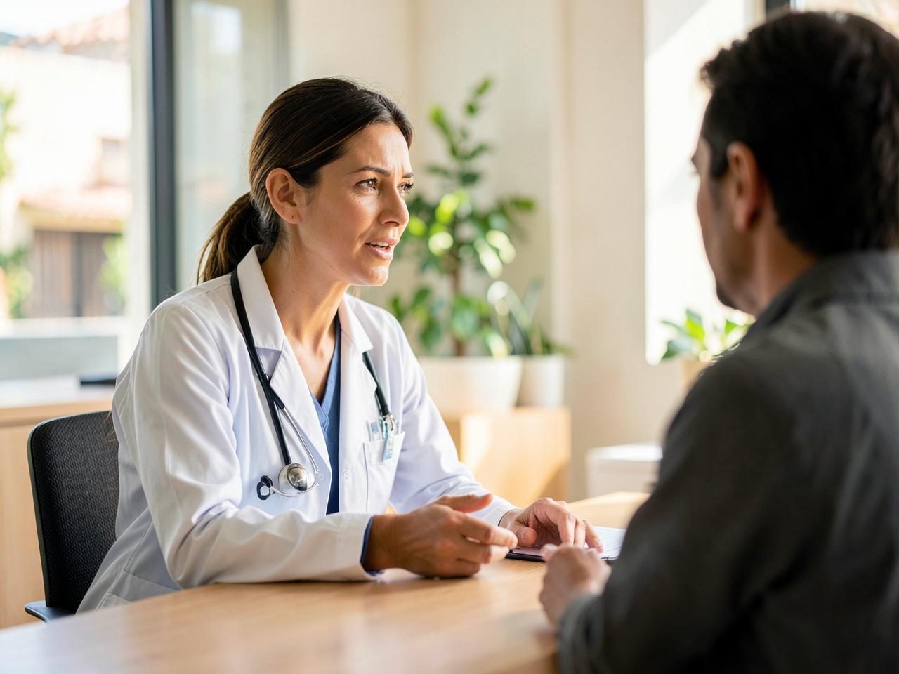 Médico atendiendo a un paciente en su consulta